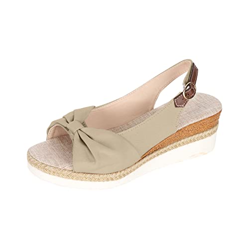 AEGJEGVD Damen Espadrilles Sandalen Mit Offener Zehenpartie Zum Hineinschlüpfen Espadrille Wedge Sandal Frauen Riemchensandalen Fischmaul Sandaletten Keilabsatz Elegante Plateau Sandals von AEGJEGVD