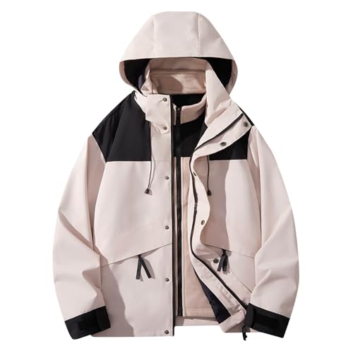 AEGJEGVD Damen Outdoor 3 In 1 Jacken Mit Kapuze Bergsteiger Und Samtkoffer Kleidung Warm Wasserdicht Atmungsaktiv Softshell Multifunktions Jacke Tasche Atmungsaktive Warme Weibliche Ski Kletter von AEGJEGVD