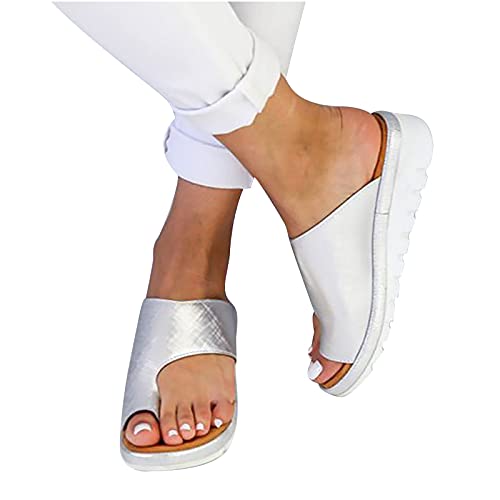 AEGJEGVD Damen Sandalen Retro Sommer Hausschuhe Aushöhlen Flacher Ferse Flip Flop Zehentrenner Beach Sandalen Mode Plattform Open Toe Schuhe Strandsandalen Big Toe Sandals Orthopädische Pantoffeln von AEGJEGVD