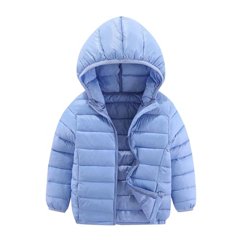 AEGJEGVD Daunenjacke Kinder Verdickte Warm Kinderjacke Herbst Winter Kapuzenjacke Einfarbig Leichte Outdoorjacke Dicke Full-Zip Sweatjacke Mit Kapuze Outdoor Freizeit (3-16 Jahre von AEGJEGVD