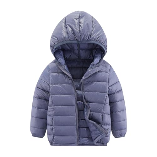 AEGJEGVD Daunenjacke Kinder Verdickte Warm Kinderjacke Herbst Winter Kapuzenjacke Einfarbig Leichte Outdoorjacke Dicke Full-Zip Sweatjacke Mit Kapuze Outdoor Freizeit (3-16 Jahre von AEGJEGVD