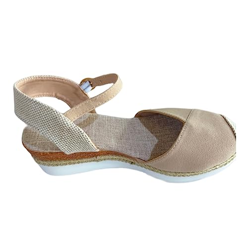 AEGJEGVD Espadrilles Sandaletten Damen Mit Absatz Orthopädische Vorne Geschlossen Sommerschuhe Plateau Sandal Strandsandalen Plateausandalen Mit Keilabsatz Schnallenriemen Schuhe Sandalen Elegante von AEGJEGVD