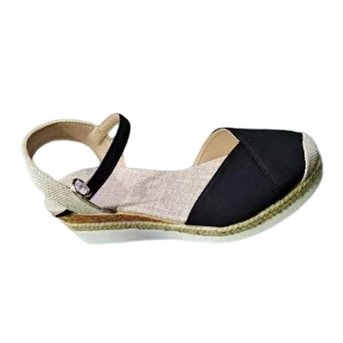 AEGJEGVD Espadrilles Sandaletten Damen Mit Absatz Orthopädische Vorne Geschlossen Sommerschuhe Plateau Sandal Strandsandalen Plateausandalen Mit Keilabsatz Schnallenriemen Schuhe Sandalen Elegante von AEGJEGVD