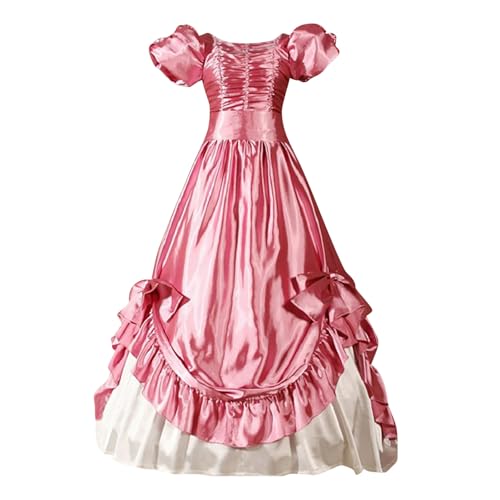AEGJEGVD Mittelalter Kleid Damen Kurzarm Viktorianischen Königin Kleider Für Frauen Gothic Lolita Party Swinging Abendkleid Halloween Cosplay-Kostüme Karneval Prinzessin Kostüm Barock Rokoko Kleid von AEGJEGVD