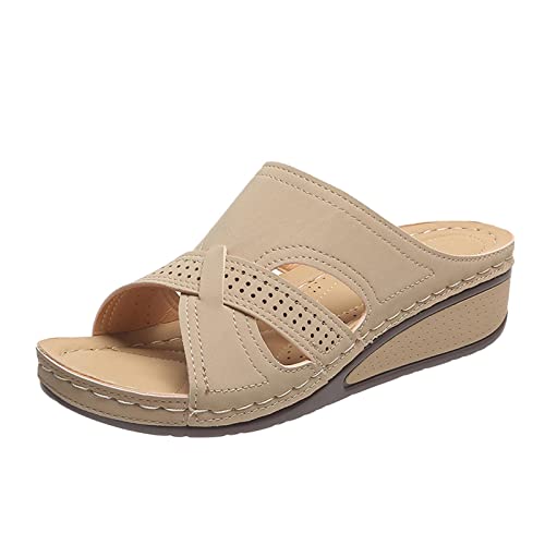 AEGJEGVD Orthopädische Sandalen Damen Keilabsatz Elegante Hausschuhe Aushöhlen Slipper Bohemian Peeptoe Slides Sommerschuhe Outdoor Mit Absatz Plattform Riemen Pantoletten Atmungsaktiver Sandal AEGJEGVD Orthopädische Sandalen Damen Keilabsatz Elegante Hausschuhe Aushöhlen Slipper Bohemian Peeptoe Slides Sommerschuhe Outdoor Mit Absatz Plattform Riemen Pantoletten Atmungsaktiver Sandal von AEGJEGVD