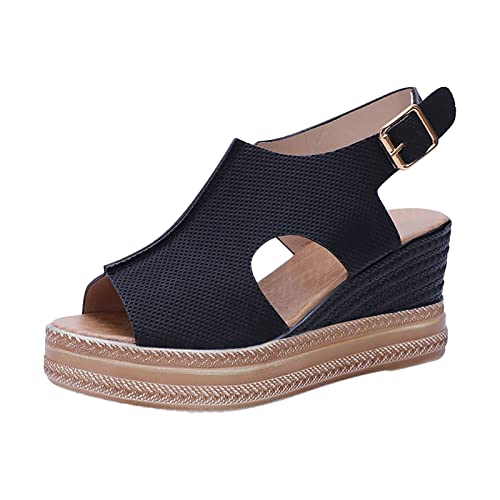 AEGJEGVD Plateau Sandalen Damen Espadrilles Casual Keilsandalen Frauen Sommer Faux Leder Mit Knöchelriemen Plattform Offene Schuhe Freizeit Sommerschuhe Mit Zehenpartie Und Keilabsatz AEGJEGVD Plateau Sandalen Damen Espadrilles Casual Keilsandalen Frauen Sommer Faux Leder Mit Knöchelriemen Plattform Offene Schuhe Freizeit Sommerschuhe Mit Zehenpartie Und Keilabsatz von AEGJEGVD