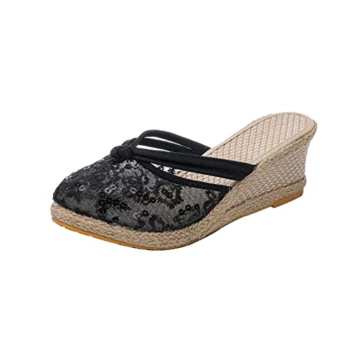 AEGJEGVD Sandalen Damen Keilabsatz Atmungsaktive Ausgeschnittene Spitze Stoffschuhe Elegante Hausschuhe Slipper Bohemian Peeptoe Slidessommerschuhe Plattform Pantoletten Sommer Slip On Walkingschuhe AEGJEGVD Sandalen Damen Keilabsatz Atmungsaktive Ausgeschnittene Spitze Stoffschuhe Elegante Hausschuhe Slipper Bohemian Peeptoe Slidessommerschuhe Plattform Pantoletten Sommer Slip On Walkingschuhe von AEGJEGVD