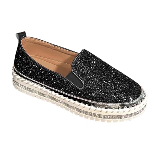AEGJEGVD Sandalen Damen Sommer Flache Sandaletten Mit Geschlossene Sparkling Bean Schuhe Strass Römische Sandale Elegante Glitzer Sandals Leicht Bequem Sommerschuhe Mode Freizeitschuhe von AEGJEGVD
