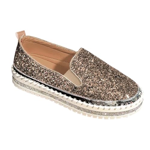 AEGJEGVD Sandalen Damen Sommer Flache Sandaletten Mit Geschlossene Sparkling Bean Schuhe Strass Römische Sandale Elegante Glitzer Sandals Leicht Bequem Sommerschuhe Mode Freizeitschuhe von AEGJEGVD