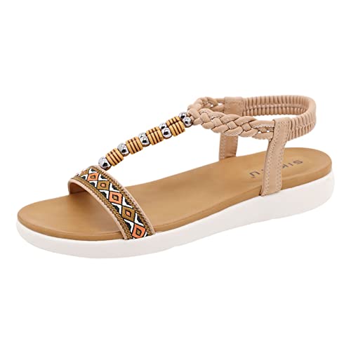 AEGJEGVD Sandalen Damen Sommer Flip Flops Bohemian Flach Zehentrenner Bequeme Sandal Strass-Sandalen,Flach Bequem Römer Weite Sandaletten,Boho Strand Ethno Stil Schuhe Bohemia Perle Strass Sandale AEGJEGVD Sandalen Damen Sommer Flip Flops Bohemian Flach Zehentrenner Bequeme Sandal Strass-Sandalen,Flach Bequem Römer Weite Sandaletten,Boho Strand Ethno Stil Schuhe Bohemia Perle Strass Sandale von AEGJEGVD