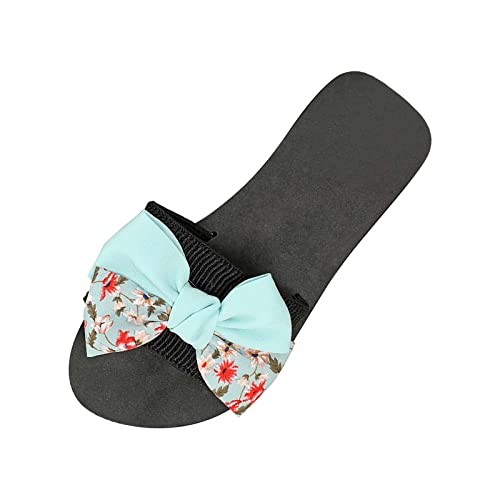 AEGJEGVD Sandalen Hausschuhe Damen Sommer Mode Bohemian Blume Flache Schuhe Freizeitschuhe Frauen Urlaub Strand Sommerschuhe Rutschfeste Dusche Badeschuhe Strand Boho Flip Flops Plateau Pantoletten von AEGJEGVD
