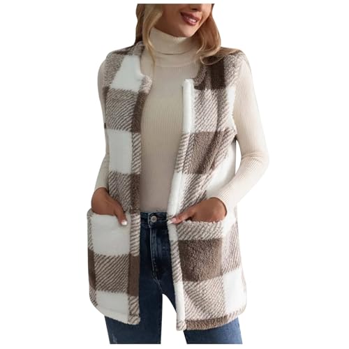 AEGJEGVD Weste Damen Kurz Elegant Warm Gefüttert Kuschelig Flauschig Kariert Fleeceweste Ärmellos Teddy Plüsch Fellweste Kunstfell Mode Herbst Winter Westen Casual Karo Pelzweste Sale Angebote 2024 AEGJEGVD Weste Damen Kurz Elegant Warm Gefüttert Kuschelig Flauschig Kariert Fleeceweste Ärmellos Teddy Plüsch Fellweste Kunstfell Mode Herbst Winter Westen Casual Karo Pelzweste Sale Angebote 2024 von AEGJEGVD