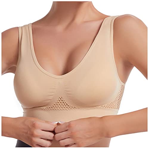 BH Damen Große Größen Ohne Bügel Atmungsaktiver Push Up Sport BH Damen Leichter Starker Halt Bra Gepolstert Mesh Bralette Atmungsaktiver Leichter Büstenhalter Unterwäsche für Fitness Lauf Yoga von AEGJEGVD