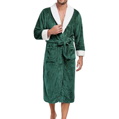 Bademantel Herren Flauschig Morgenmantel Herren Lang Warm Flauschiger Badem채ntel Winter Kuschelig Fleece Loungewear und Nachtw채sche mit G체rtel Taschen Saugstark Pl체sch Bathrobe M채nner Morgenmantel von AEGJEGVD