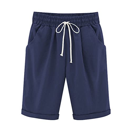 Bermuda Shorts Damen Kurz Baumwolle Hose Freizeit Sport Sommerhose mit Taschen Leinenhose Einfarbig Stoffhose Löwenzahn Druck Freizeithose Lässig Elastische Taille Strandshorts Sporthose Große Größe von AEGJEGVD