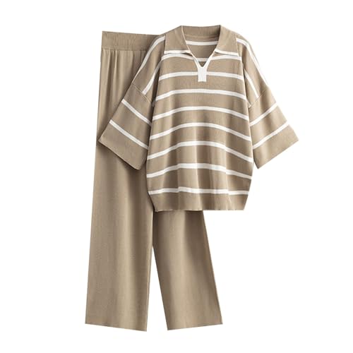 Damen 2 Teiliges Strickanzug Stricken Pulli und Weites Bein Lang Hose Anzug Freizeit Zweiteiler Casual Solide Rundhals Strick Sweater Pullover Hosen Set Freizeitanzug 2024 Damen 2 Teiliges Strickanzug Stricken Pulli und Weites Bein Lang Hose Anzug Freizeit Zweiteiler Casual Solide Rundhals Strick Sweater Pullover Hosen Set Freizeitanzug 2024 von AEGJEGVD