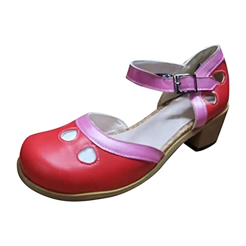 Damen Chunky Blockabsatz Niedrige Kitten Heel Peep Open Zehenkappe Sandalen Slip-On Slingback Cute Schuhe Mädchen Mit Absatz Peep Toe Fischmund Sandal Prinzessinnenschuhe Abendschuhe von AEGJEGVD