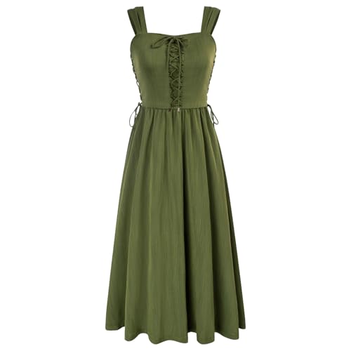 Damen Mittelalter Kleid Lang Ärmellos Mit Schnürung Gesmokt A-Linie Renaissance Korsett Kleider Maxikleid Schulterfrei High Low Saum Corsagenkleid Sleeveless Elegant Strapskleid Damen Mittelalter Kleid Lang Ärmellos Mit Schnürung Gesmokt A-Linie Renaissance Korsett Kleider Maxikleid Schulterfrei High Low Saum Corsagenkleid Sleeveless Elegant Strapskleid von AEGJEGVD