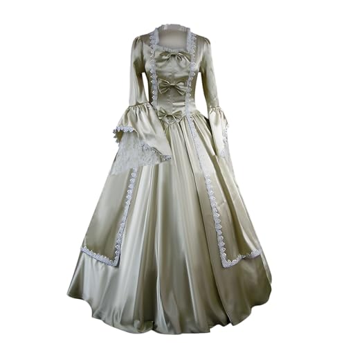 Gothic Kleid Damen Langarm Mittelalterliches Swing-Abendkleid Formelles Outfit Satin Ausgestellte Ärmel Vintage-Cosplay-Kostüme Prinzessin Kostüm Lolita Party Barock Rokoko Kleid von AEGJEGVD