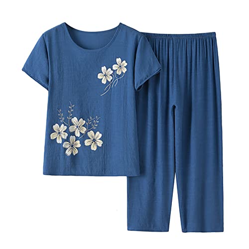 Hosenanzug Damen Sportlich Elegant 2 Teiler Große Größen Oberteile und Hosen Zweiteiler Outfit Atmungsaktiv Anzug Leicht Mode Lässiger Freizeitanzug Tracksuit Loungewear Strand Urlaub Streetwear 2024 von AEGJEGVD