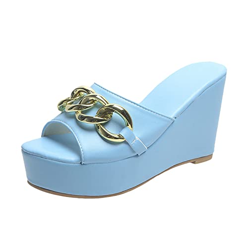 Keilsandalen Damen Sandalen Plateausohle Casual Sommer Wedge Peep Toe High Heel Plattform Pantoletten Plateau Sandaletten Hausschuhe Flip Flops Freizeit Sommerschuhe Strandsandalen von AEGJEGVD