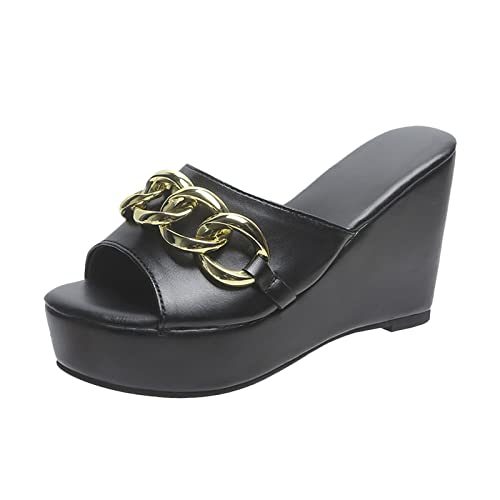 Keilsandalen Damen Sandalen Plateausohle Casual Sommer Wedge Peep Toe High Heel Plattform Pantoletten Plateau Sandaletten Hausschuhe Flip Flops Freizeit Sommerschuhe Strandsandalen von AEGJEGVD