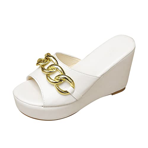 Keilsandalen Damen Sandalen Plateausohle Casual Sommer Wedge Peep Toe High Heel Plattform Pantoletten Plateau Sandaletten Hausschuhe Flip Flops Freizeit Sommerschuhe Strandsandalen von AEGJEGVD
