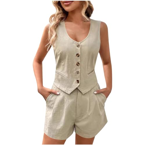 Kurz Outfits Damen Sommer Elegant Hosenanzug Bluse Top + Shorts Zweiteiler Jogginganzug Leicht Einfarbig Sportanzüge V-Ausschnitt Tank Tops und Hose Tracksuit Y2k Aesthetic Loungewear Dünn Kurz Outfits Damen Sommer Elegant Hosenanzug Bluse Top + Shorts Zweiteiler Jogginganzug Leicht Einfarbig Sportanzüge V-Ausschnitt Tank Tops und Hose Tracksuit Y2k Aesthetic Loungewear Dünn von AEGJEGVD