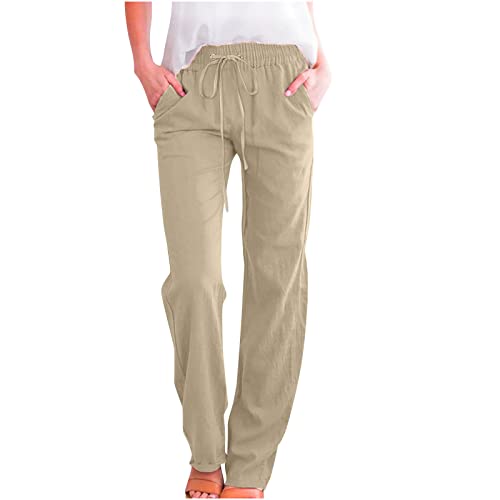 Musselin Hose Damen Lang Gerades Bein Bequeme Stoffhose Leicht Einfarbig Strandhose mit Kordelzug und Taschen Baumwolle Leinenhose Stoffhose Bequeme Luftige Freizeithose Sommer Freizeit Lang Hose Musselin Hose Damen Lang Gerades Bein Bequeme Stoffhose Leicht Einfarbig Strandhose mit Kordelzug und Taschen Baumwolle Leinenhose Stoffhose Bequeme Luftige Freizeithose Sommer Freizeit Lang Hose von AEGJEGVD