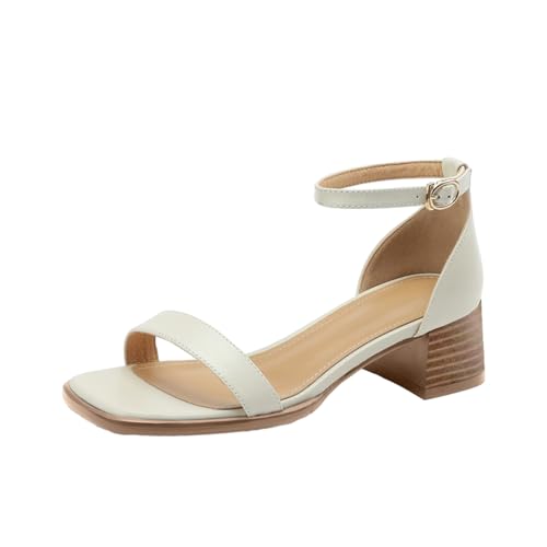 Sandalen Damen Mit Absatz Sommer Sandaletten Schnalle Einstellbar Kunstleder Elegant Leicht Blockabsatz Mittlerer Absatz Fischmaul Sandale Schicke Sandalette Peep Open Zehenkappe Sandal von AEGJEGVD