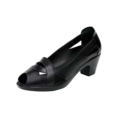 Sandalen Damen Sommer, Sandaletten Blockabsatz Keilabsatz Sandale Riemchen Schuhe Sandalette Peep Toe Sommerschuhe Casual Abendschuhe Outdoorschuhe Tanzschuhe Fischmaul Aushöhlen Sandals von AEGJEGVD