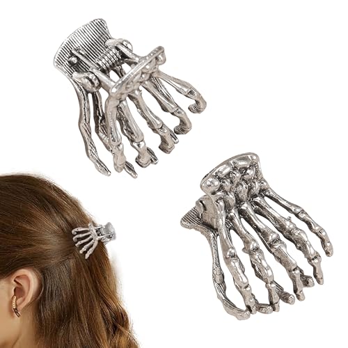 2 Stück Skelett Hand Metall Haarklammern für Frauen Kleine Skelett Hand Haarspange Metall Klaue Clips Silber Schädel Klaue Clip Schädel Haarspange Kleine Halloween Haarschmuck 2 Stück Skelett Hand Metall Haarklammern für Frauen Kleine Skelett Hand Haarspange Metall Klaue Clips Silber Schädel Klaue Clip Schädel Haarspange Kleine Halloween Haarschmuck von AEGYPIUS