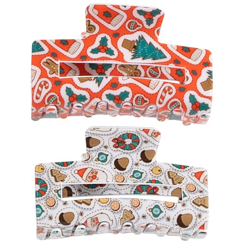 Haarklammern-Set, Rot und Weiß, 2 Stück, Weihnachtsschmuck, Haarschmuck für Damen, ideal für Winterpartys und Weihnachtsfeiern von AEGYPIUS