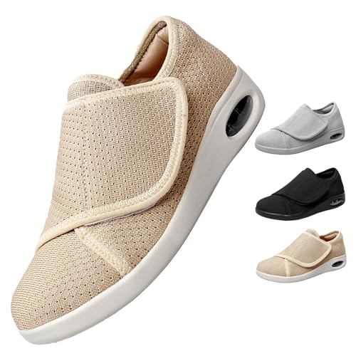 AEHO Damen Slip On Sneaker Atmungsaktiv Leicht Laufschuhe Memory Foam Walkingschuhe Turnschuhe Fitness Gym Sportschuhe Bequeme Schlupfschuhe,Beige,39/245mm von AEHO