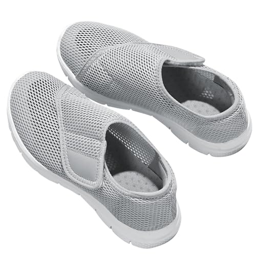 AEHO Damen Slip on Sneakers Leichte Sportschuhe Memory Foam Schuhe Ohne Schnuersenkel Slip-on Schuhe Sandalen für Geschwollen Füße Turnschuhe Sportschuhe,Grau,37/235mm von AEHO