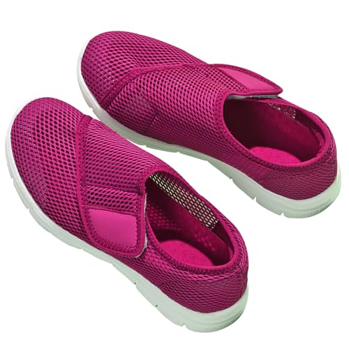 AEHO Damen Slip on Sneakers Leichte Sportschuhe Memory Foam Schuhe Ohne Schnuersenkel Slip-on Schuhe Sandalen für Geschwollen Füße Turnschuhe Sportschuhe,Rosa,42/260mm von AEHO