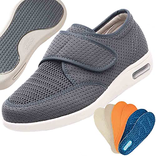 AEHO Diabetiker Schuhe Damen Freizeitschuhe mit Klettverschluss Damen Geschlossene Sandalen Diabetiker Orthopädische Verbandschuh Bequemer Rehaschuhe,Grau,36 EU von AEHO