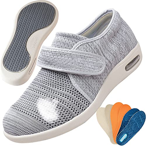 AEHO Diabetiker Schuhe Damen Fußgewölbestütze Orthopädische Breite Und Diabetische Füße Wanderschuhe Damen Sneakers Atmungsaktiv mit Fußgewölbestütze Strick Freizeitschuhe,Lightgrey,38 EU von AEHO