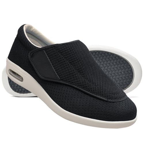 AEHO Diabetiker Schuhe Damen Mit Klettverschluss Herren Diabetiker ödeme Schuhe Diabetiker Schuhe Herren Klettverschluss Casual Medizinische Schuhe,Schwarz,38 EU von AEHO