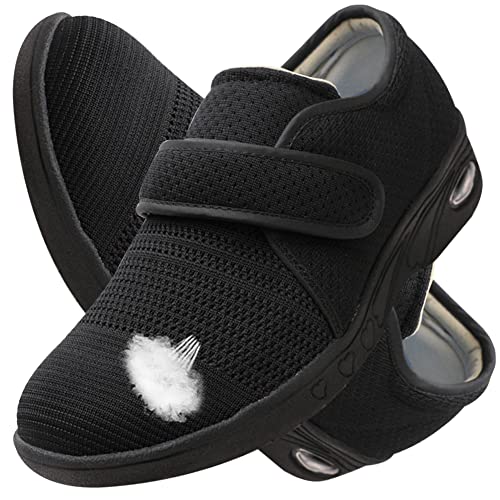 AEHO Diabetiker Schuhe Damen Senioren Hausschuhe Klettverschluss Unisex Verbandschuh Sandale Arthritis, Diabetes, Plantarfasziitis Geschlossene Sandalen Diabetiker,Blacka,36 EU von AEHO