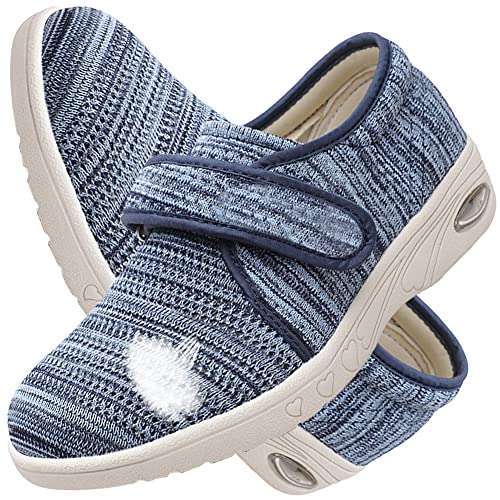 AEHO Diabetiker Schuhe Damen Senioren Hausschuhe Klettverschluss Unisex Verbandschuh Sandale Arthritis, Diabetes, Plantarfasziitis Geschlossene Sandalen Diabetiker,Lightblue,41 EU von AEHO