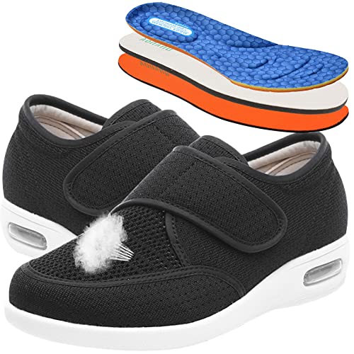 AEHO Diabetiker Schuhe Extra Weit Damen Sneaker Laufschuhe Air Cushion Orthopädische Schuhe Freizeit Schuhe Outdoor Mode Frauen Lässige Walking Schuhe Atmungsaktive Keile Damen,Blacka,38 EU von AEHO