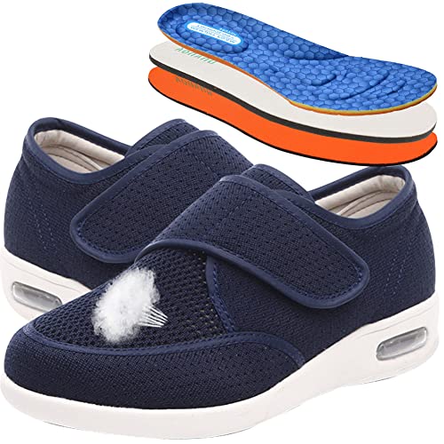 AEHO Diabetiker Schuhe Extra Weit Damen Sneaker Laufschuhe Air Cushion Orthopädische Schuhe Freizeit Schuhe Outdoor Mode Frauen Lässige Walking Schuhe Atmungsaktive Keile Damen,Blau,42 EU von AEHO