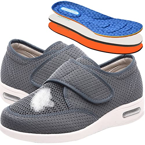 AEHO Diabetiker Schuhe Extra Weit Damen Sneaker Laufschuhe Air Cushion Orthopädische Schuhe Freizeit Schuhe Outdoor Mode Frauen Lässige Walking Schuhe Atmungsaktive Keile Damen,Grau,37 EU von AEHO