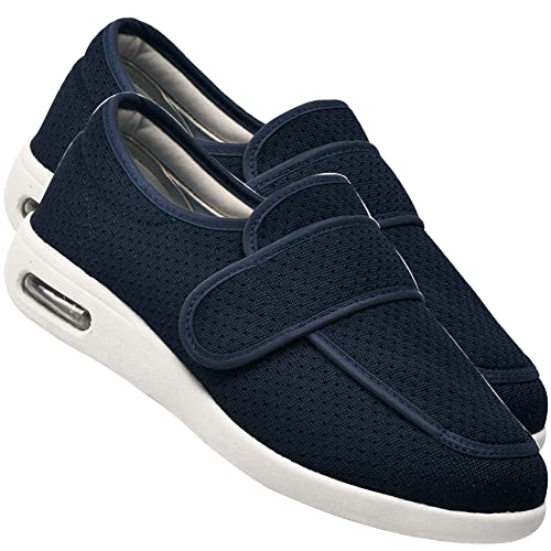 AEHO Diabetiker Schuhe Herren, Verbandschuhe Damen Klettverschluss, Schuhe Herren Breite Füße Zuckerkranke Turnschuhe Damen mit Wasser In Den FüSsen Bequeme Hausschuhe,Blau,40 EU von AEHO