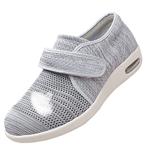 AEHO Gesundheitsschuhe Damen, Orthopädische Schuhe Herren Damen, Klettschuhe Verbandschuh Mesh Atmungsaktive Wanderschuhe Präventivschuhe Senioren Hausschuhe Damen,Lightgrey,39 EU von AEHO