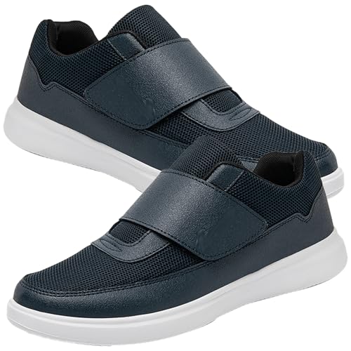 AEHO Gesundheitsschuhe Herren Herrenschuhe Hoher Spann Schuhe Klettverschluss Herren Diabetikerschuhe Extra Weit Herren Diabetiker Schuhe Herren Extra Weit,Blau,42 EU von AEHO