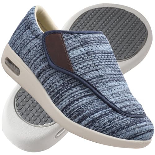 AEHO Hausschuhe Klettverschluss Senioren Diabetiker Schuhe Herren Schlüpfen Schuhe für Breite Füße Verbandsschuhe Damen Sommerschuhe Schuhe,Lightblue,40.5 EU von AEHO