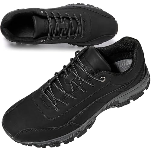 AEHO Herren Slip on Sneakers Extra Weite mit Fußgewölbestütze Schlappen Slip-On Schuhe Bequeme Turnschuh Leicht Walkingschuhe Atmungsaktiv Breite Slipper Schuhe,Schwarz,46/280mm von AEHO