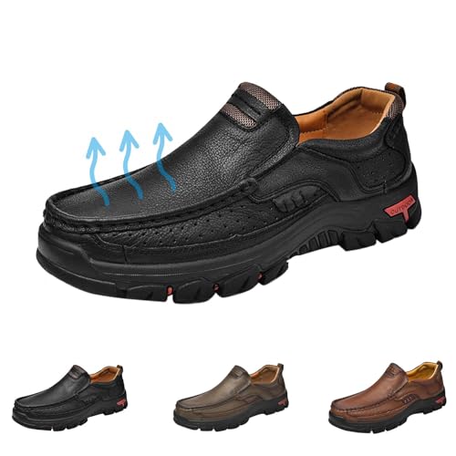 AEHO Herren Wanderschuhe Trekkingschuhe Outdoorschuhe Atmungsaktiv Trekkingschuhe orthopädische Schuhe Herren Lederschuhe orthoback Schuhe extra breite Schuhe,A01,45/275mm von AEHO